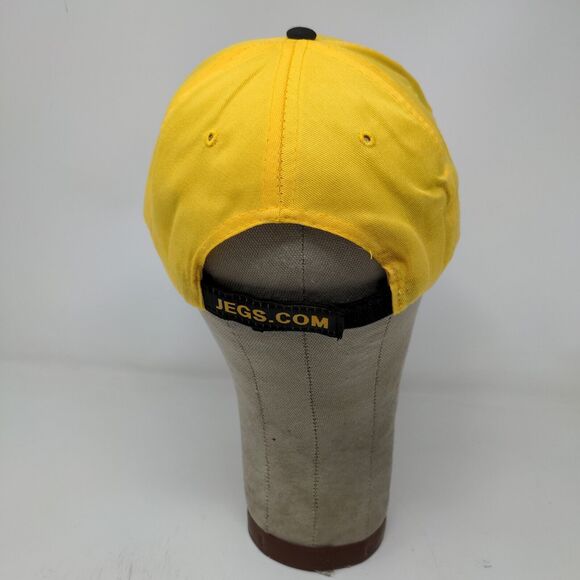 JEGS High Performance Strapback Hat Black Yellow Adjustable Embroidered Logo - Picture 7 of 12